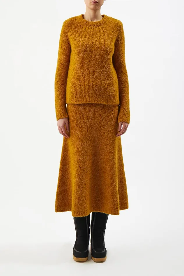 Women Knitwear Gabriela Hearst Pablo Knit Skirt In Saffron Cashmere Boucle
