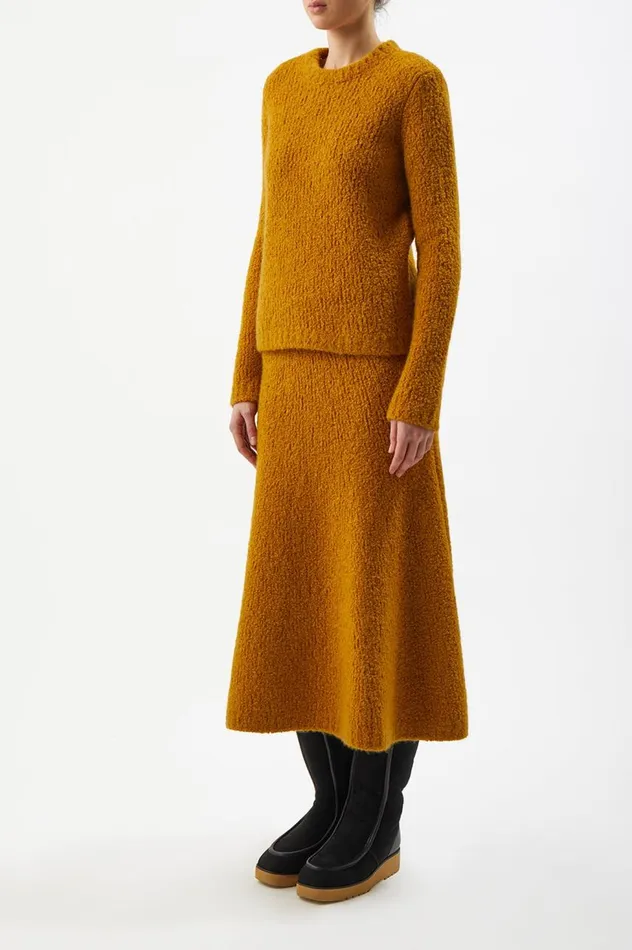 Women Knitwear Gabriela Hearst Pablo Knit Skirt In Saffron Cashmere Boucle