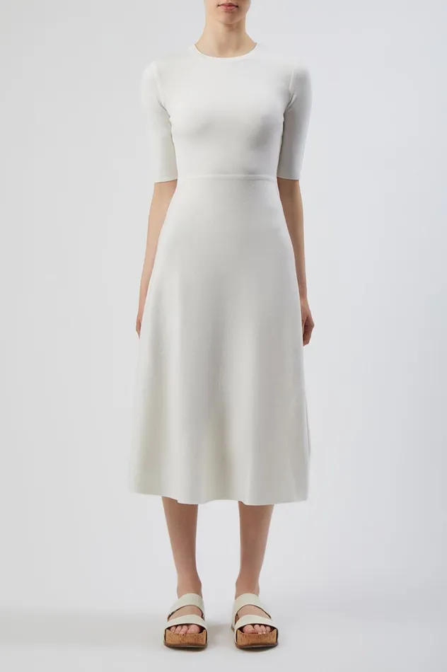 Women Knitwear Gabriela Hearst Seymore Knit Dress In Ivory Merino Wool Cashmere