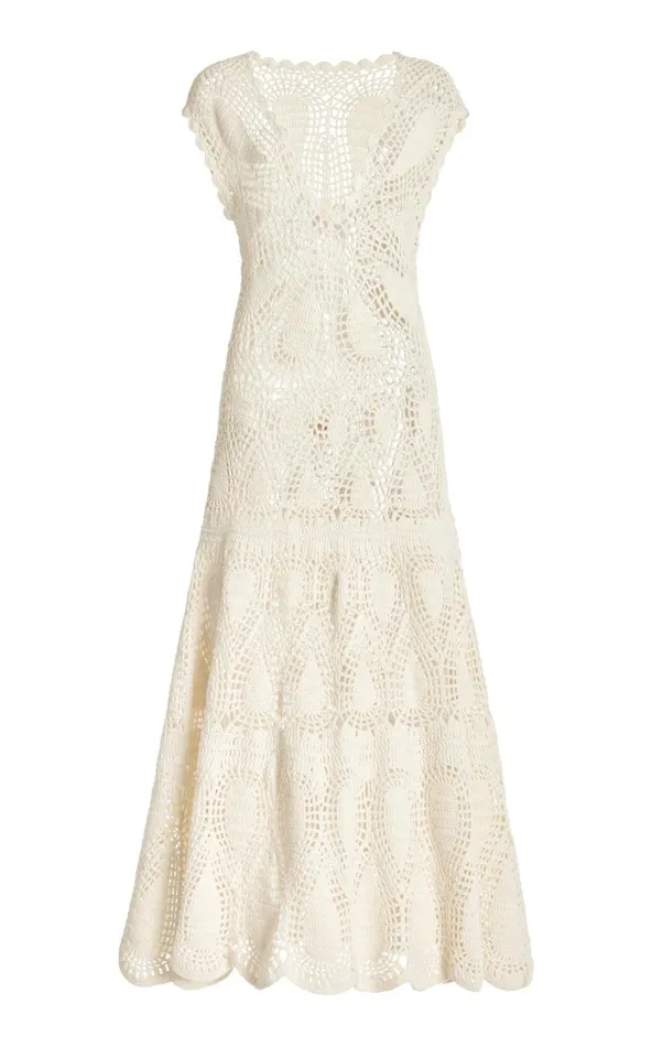 Women Knitwear Gabriela Hearst Waldman Crochet Dress In Ivory Wool Cashmere