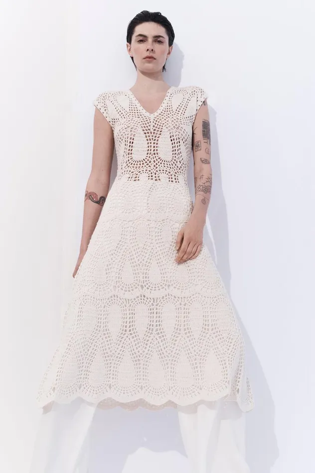 Women Knitwear Gabriela Hearst Waldman Crochet Dress In Ivory Wool Cashmere