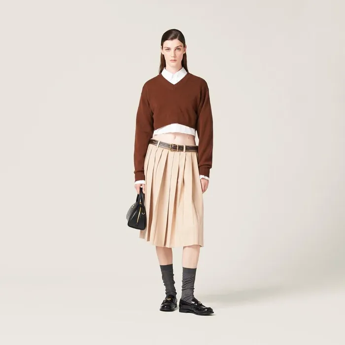 Women Knitwear Miu Miu Cashmere Sweater Tobacco Women Knitwear Miu Miu Cashmere Sweater Tobacco