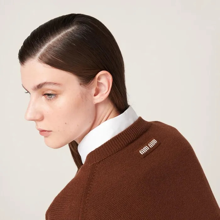 Women Knitwear Miu Miu Cashmere Sweater Tobacco Women Knitwear Miu Miu Cashmere Sweater Tobacco