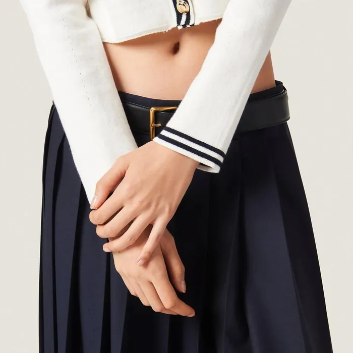 Women Knitwear Miu Miu Cotton Knit Cardigan Whiteblue Women Knitwear Miu Miu Cotton Knit Cardigan Whiteblue