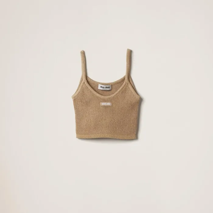 Women Knitwear Miu Miu Lam Top Gold
