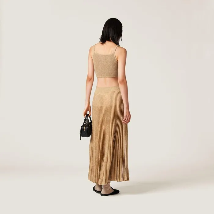 Women Knitwear Miu Miu Lam Top Gold Women Knitwear Miu Miu Lam Top Gold