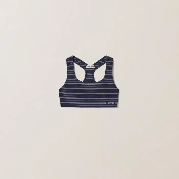 Women Knitwear Miu Miu Nylon Top Navy