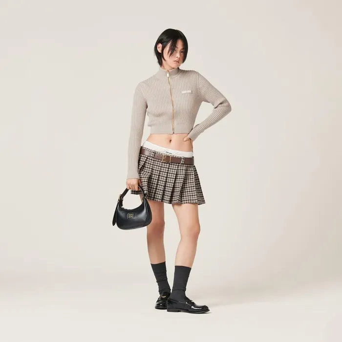 Women Knitwear Miu Miu Wool Knit Cardigan Limestone Women Knitwear Miu Miu Wool Knit Cardigan Limestone