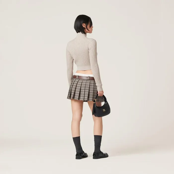 Women Knitwear Miu Miu Wool Knit Cardigan Limestone Women Knitwear Miu Miu Wool Knit Cardigan Limestone