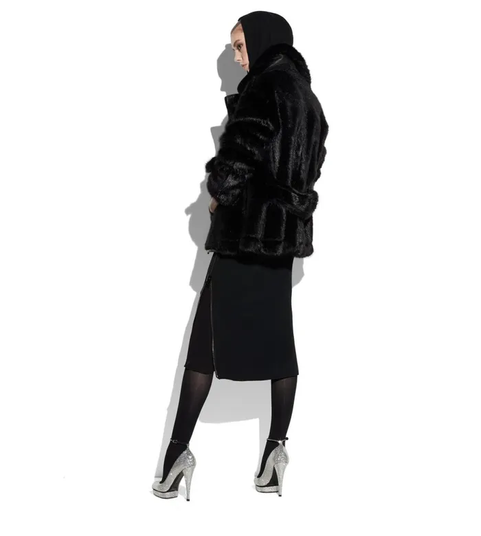 Women Knitwear Tom Ford Stretch Cashmere Rib Hooded Knit Black