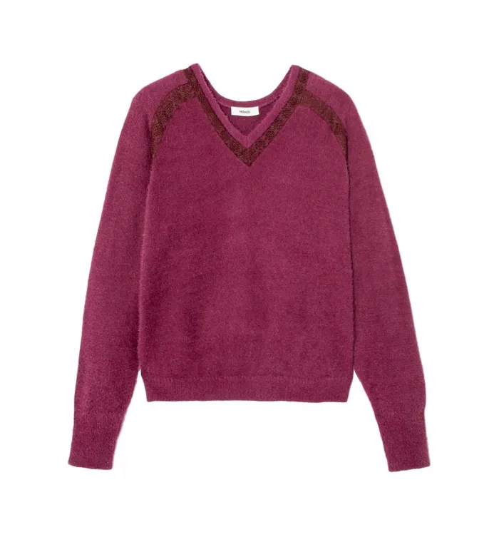 Women Lace Detail Jumper 8211 Raspberry Red Promod Jumpers And Cardigans Women Lace Detail Jumper 8211 Raspberry Red Promod Jumpers And Cardigans