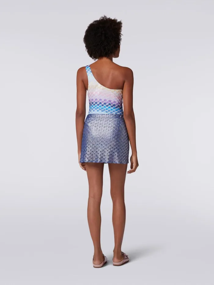Women LaceEffect WrapAround Miniskirt With Glossy Finish Blue Missoni Beachwear