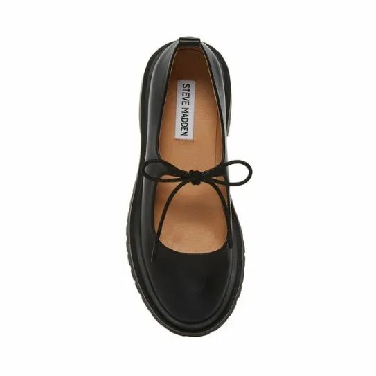 Women LANDON BLACK LEATHER Black Leather Steve Madden Loafers and Flats Women LANDON BLACK LEATHER Black Leather Steve Madden Loafers and Flats