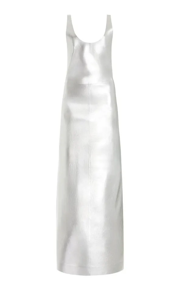 Women Leathers Gabriela Hearst Ellson Dress In Silver Metallic Nappa Leather
