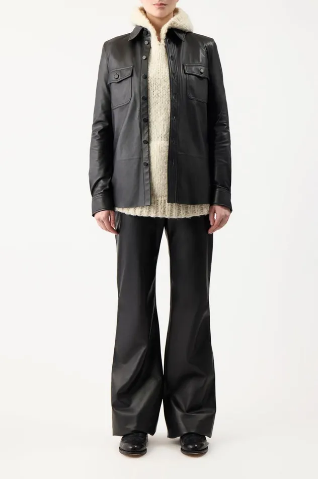 Women Leathers Gabriela Hearst John Austin Overshirt In Black Nappa Leather