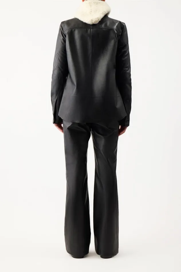 Women Leathers Gabriela Hearst John Austin Overshirt In Black Nappa Leather