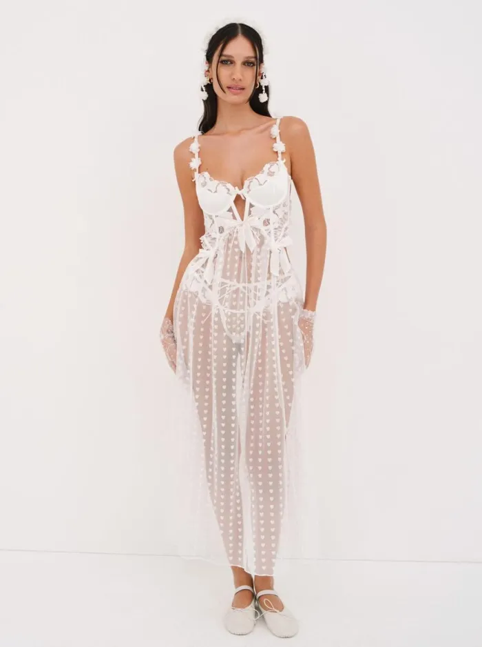 Women Lingerie For Love and Lemons Amore Maxi Slip Dress White
