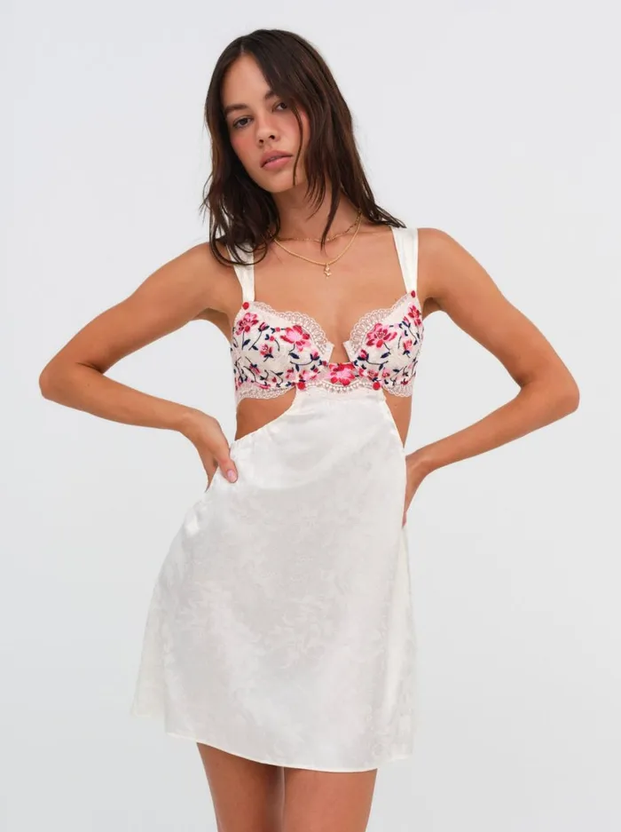 Women Lingerie For Love and Lemons Festival Rose Slip Dress Ivory