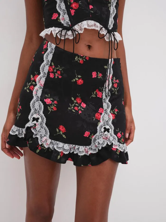 Women Lingerie For Love and Lemons June Mini Skirt Black Women Lingerie For Love and Lemons June Mini Skirt Black