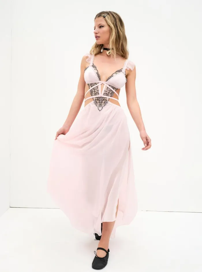 Women Lingerie For Love and Lemons Rue Maxi Slip Dress Pink