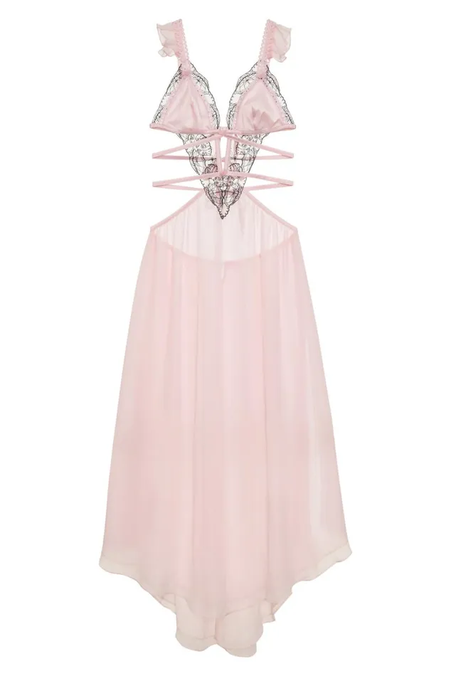 Women Lingerie For Love and Lemons Rue Maxi Slip Dress Pink
