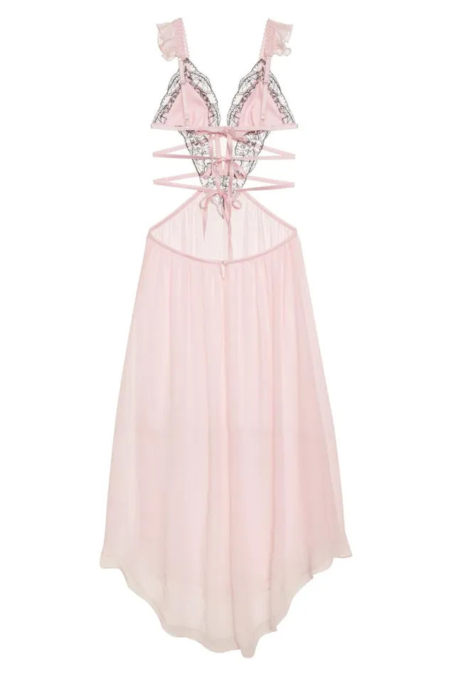 Women Lingerie For Love and Lemons Rue Maxi Slip Dress Pink