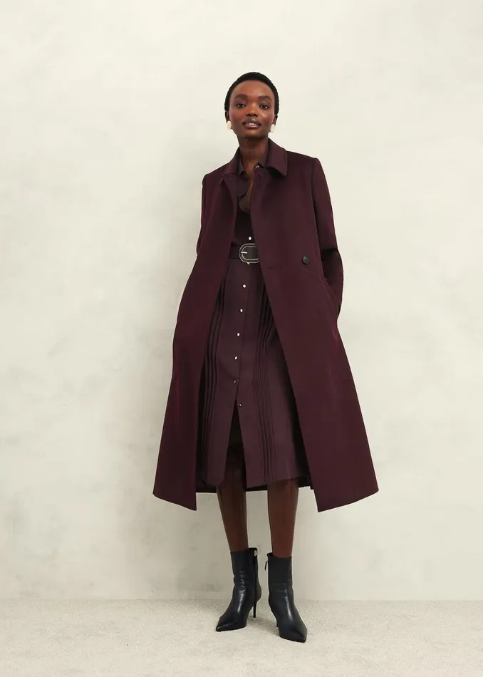 Women Livia Wool Coat Malbec Purple Hobbs Coats and Jackets
