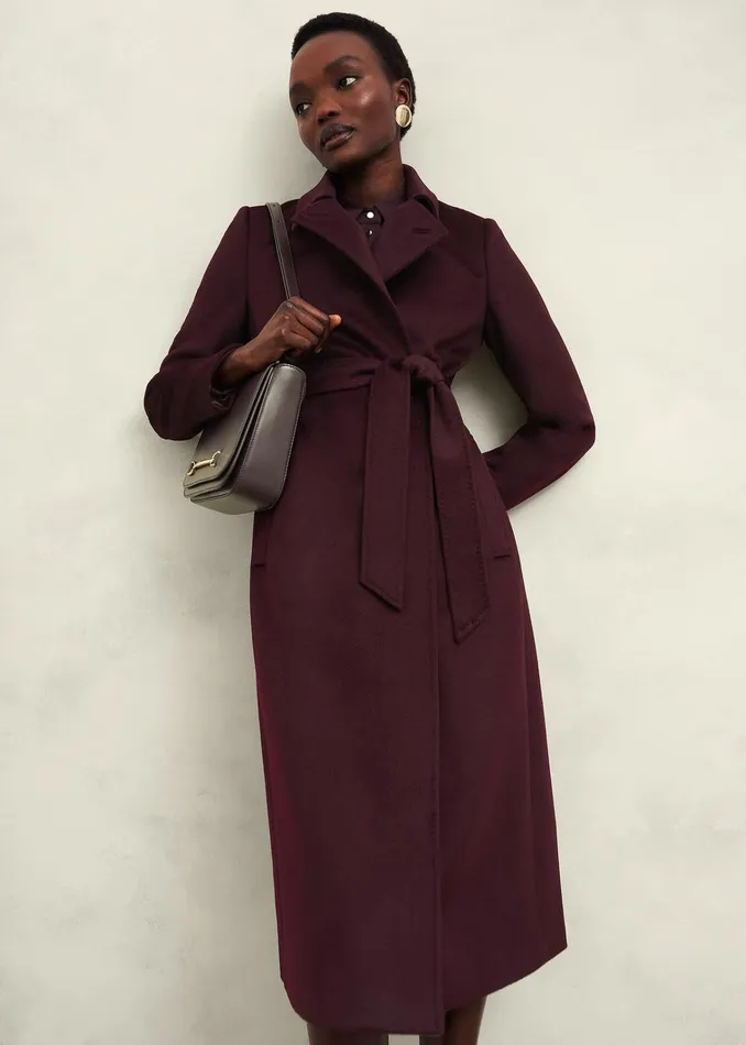 Women Livia Wool Coat Malbec Purple Hobbs Coats and Jackets