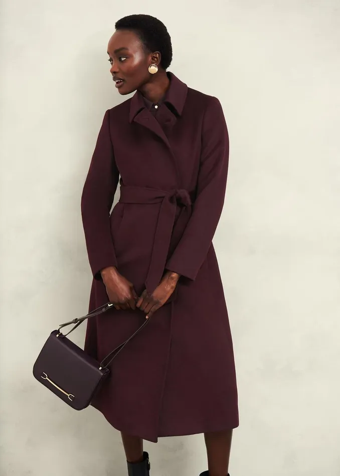 Women Livia Wool Coat Malbec Purple Hobbs Coats and Jackets