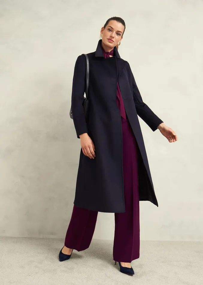 Women Livia Wool Coat Navy Hobbs Coats and Jackets