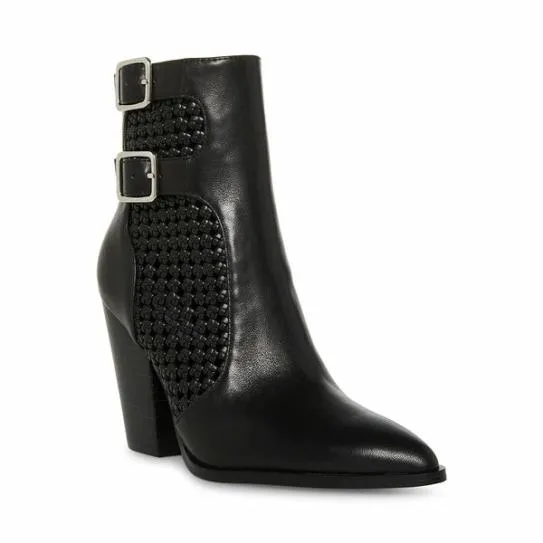 Women LIZ BLACK LEATHER Black Leather Steve Madden Boots and Booties Women LIZ BLACK LEATHER Black Leather Steve Madden Boots and Booties