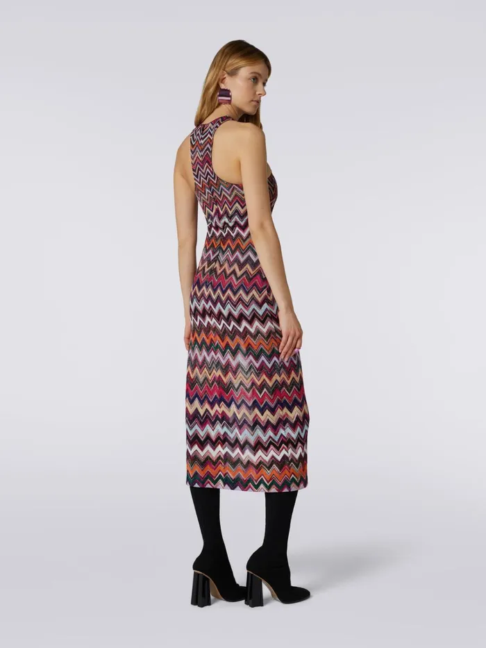 Women Long Dress Chevron With American Neckline In Viscose With Lurex Multicoloured Missoni Dresses Women Long Dress Chevron With American Neckline In Viscose With Lurex Multicoloured Missoni Dresses