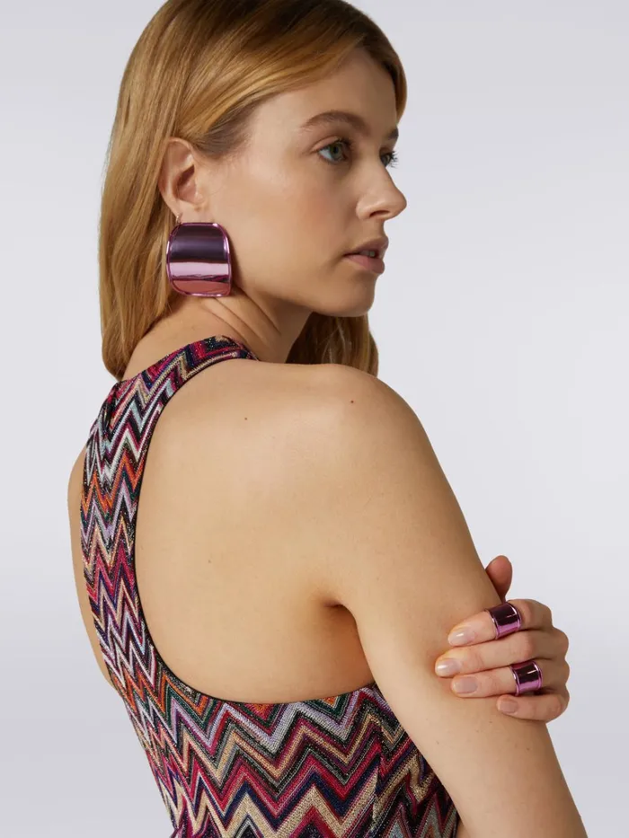 Women Long Dress Chevron With American Neckline In Viscose With Lurex Multicoloured Missoni Dresses Women Long Dress Chevron With American Neckline In Viscose With Lurex Multicoloured Missoni Dresses