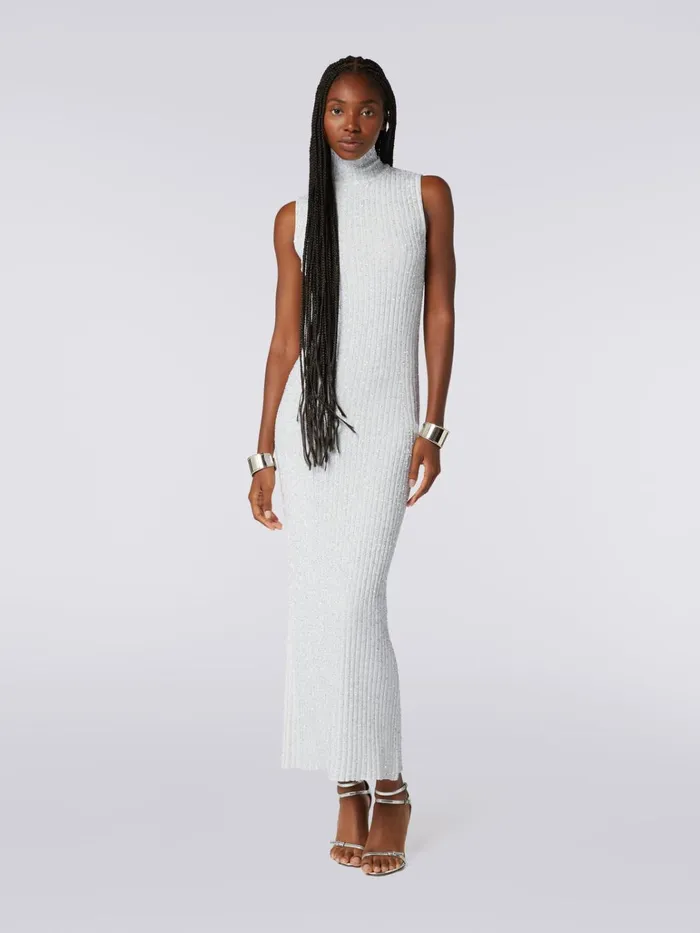 Women Long Dress In Viscose Blend With Sequins White Missoni Dresses Women Long Dress In Viscose Blend With Sequins White Missoni Dresses