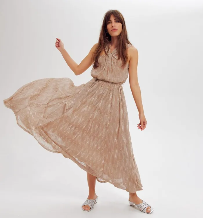 Women Long Glitzy Dress 8211 Beige Promod Dresses Women Long Glitzy Dress 8211 Beige Promod Dresses