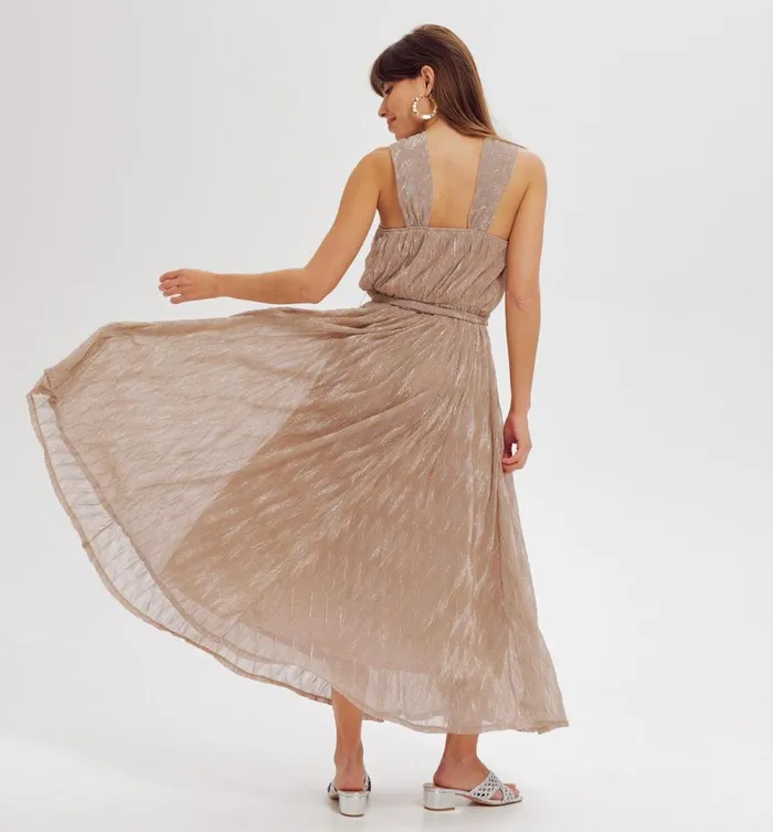 Women Long Glitzy Dress 8211 Beige Promod Dresses Women Long Glitzy Dress 8211 Beige Promod Dresses