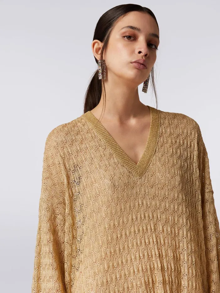 Women Long LaceEffect Kaftan With Lam Ochre and Yellow Lam Missoni Dresses