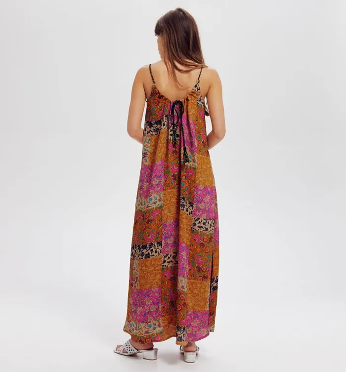 Women Long Patterned Dress 8211 Ochre Print Promod Dresses Women Long Patterned Dress 8211 Ochre Print Promod Dresses