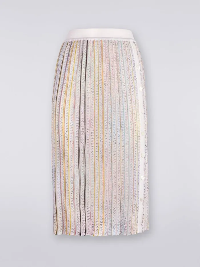 Women Longuette Skirt With Side Buttoning White and Multicoloured Missoni Skirts