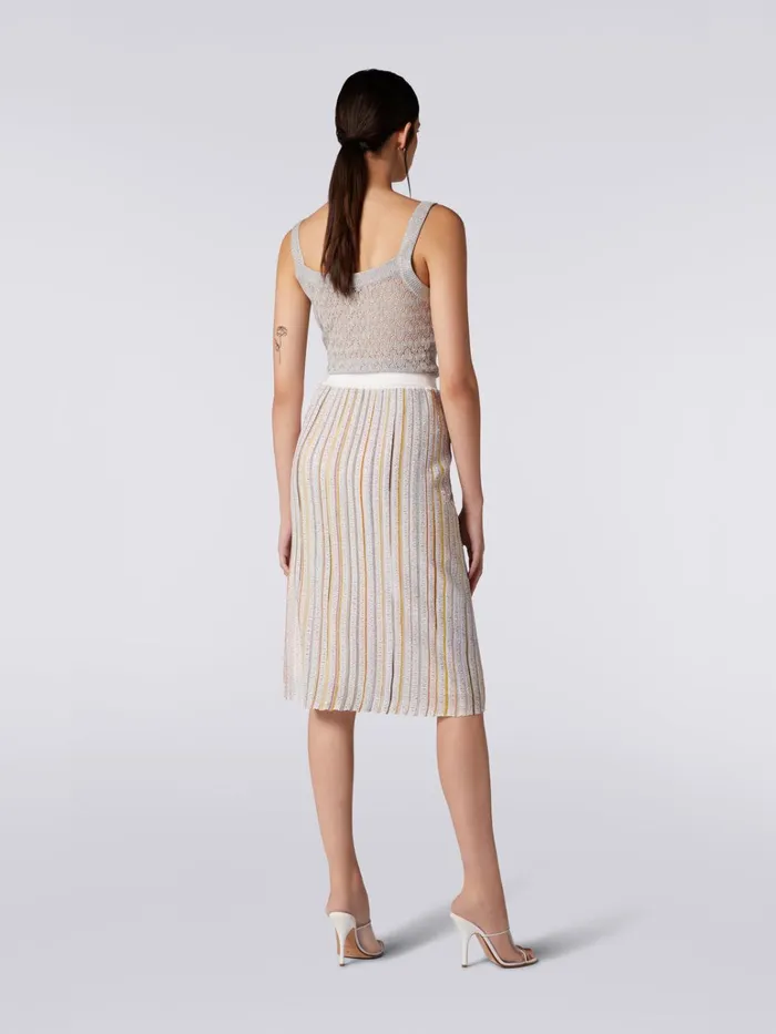 Women Longuette Skirt With Side Buttoning White and Multicoloured Missoni Skirts