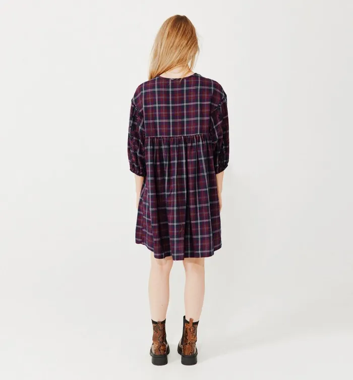 Women Loose Checked Dress 8211 Navy Blue Checks Promod Dresses Women Loose Checked Dress 8211 Navy Blue Checks Promod Dresses