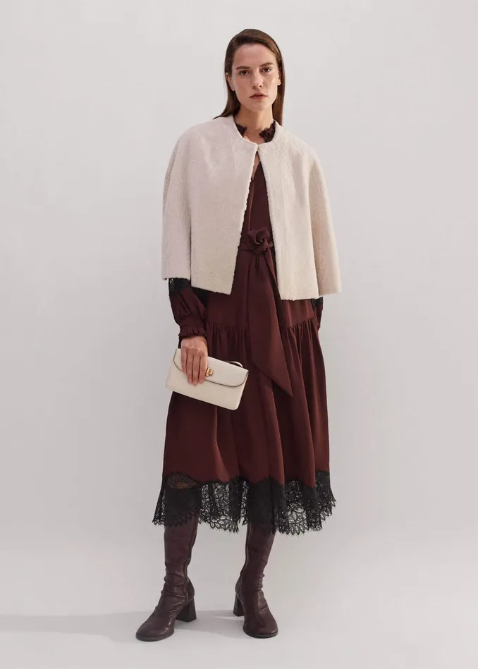 Women Luxe Shearling Cape Neutral MEEM