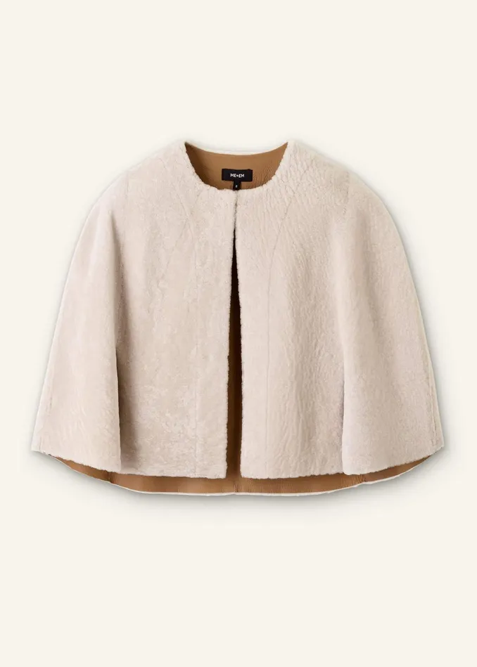 Women Luxe Shearling Cape Neutral MEEM