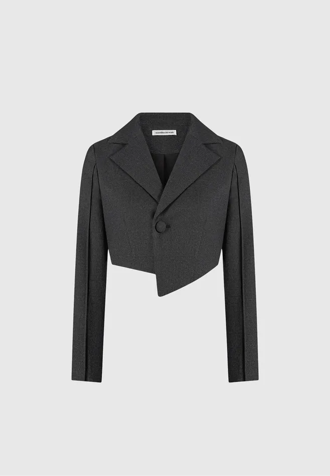 Women Manire De Voir Asymmetric Tailored Cropped Blazer Dark Grey