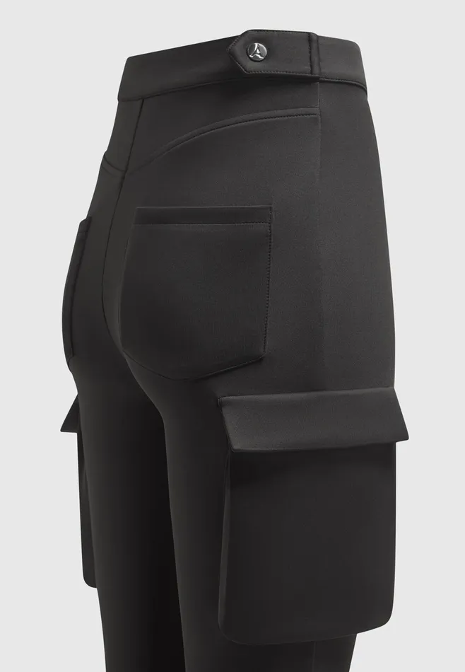 Women Manire De Voir Neoprene Cargo Fit And Flare Leggings Black