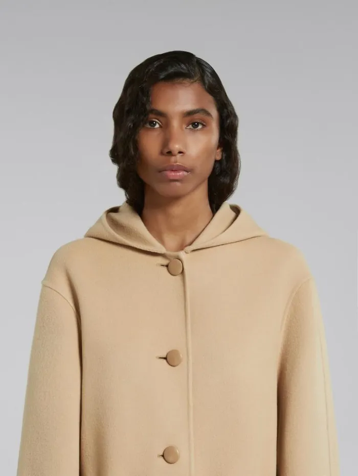 Women Marni Coats and Jackets Beige Wool Coat With Waist Belt