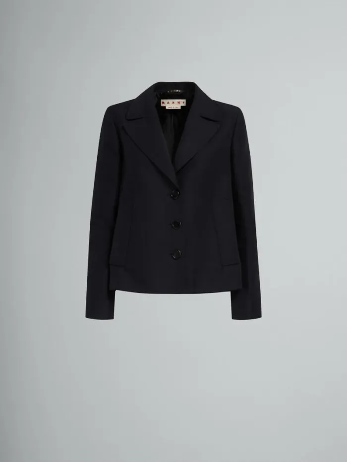 Women Marni Coats and Jackets Black ALine Cady Jacket With Back Pleat