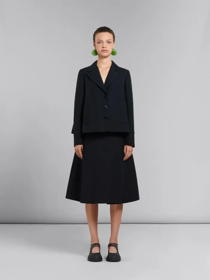 Women Marni Coats and Jackets Black ALine Cady Jacket With Back Pleat