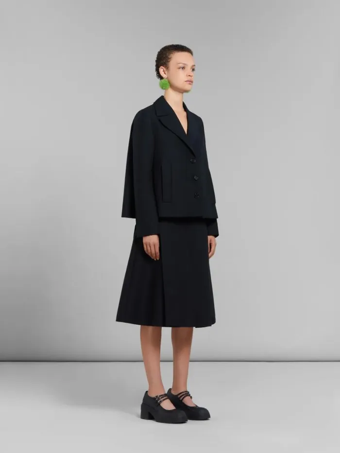 Women Marni Coats and Jackets Black ALine Cady Jacket With Back Pleat