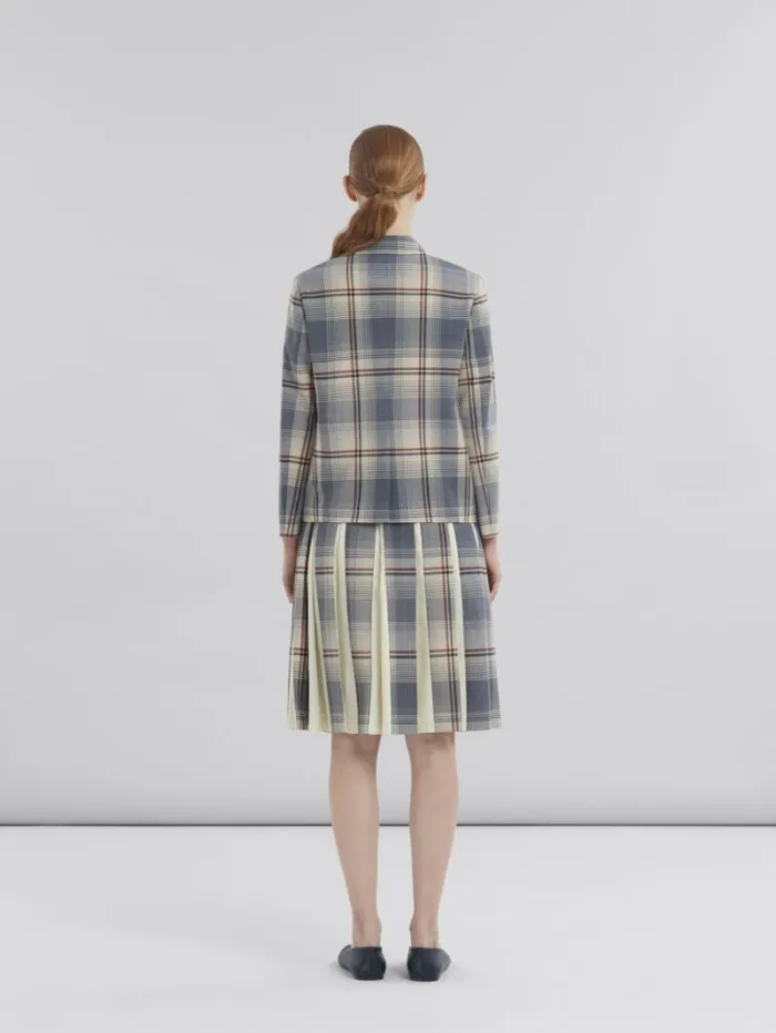 Women Marni Coats and Jackets Grey Checked Wool Jacket With Marni Mending